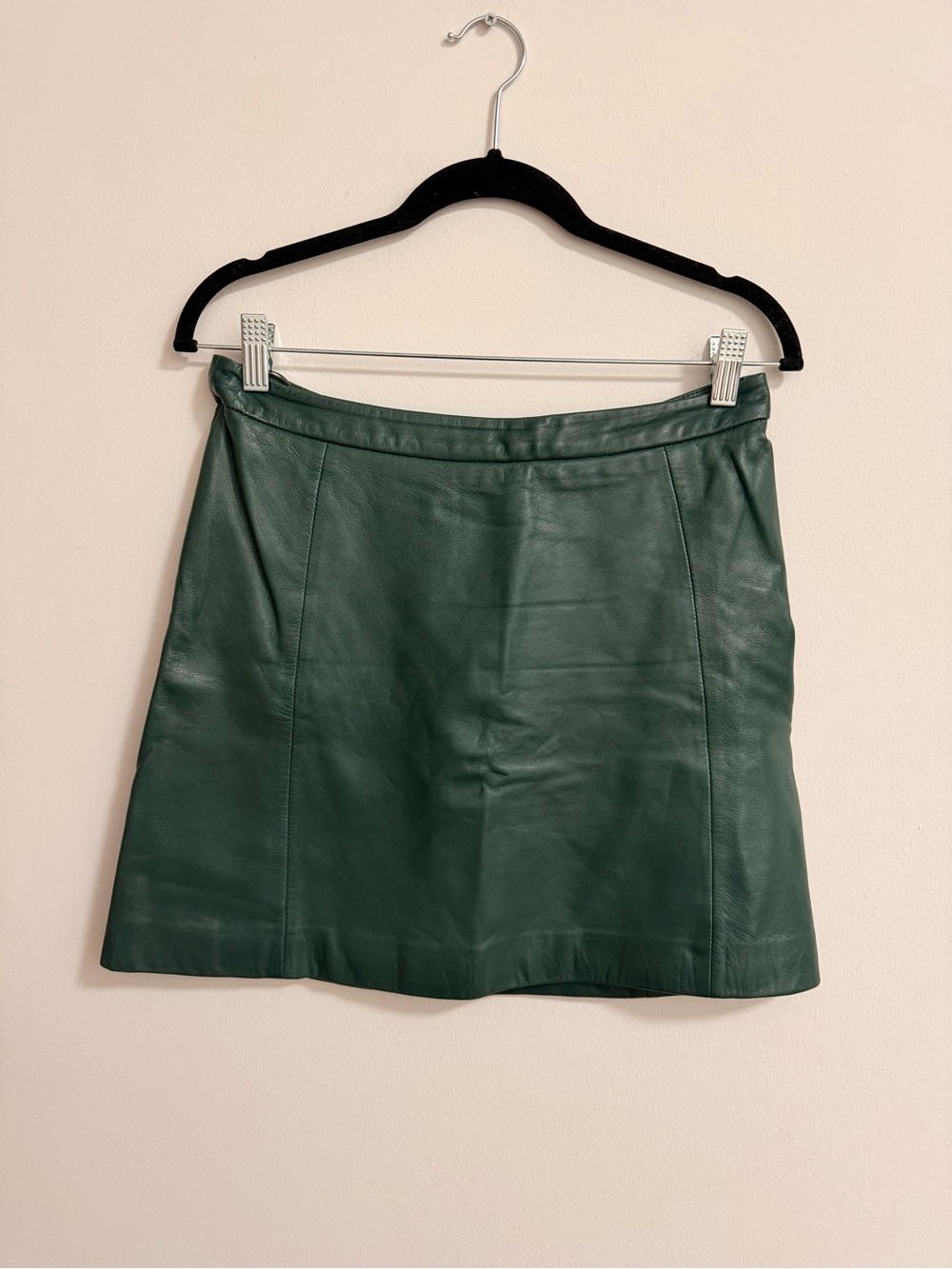 Leather Mini Skirt - Forrest Green